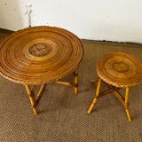 Pair of rattan side tables
