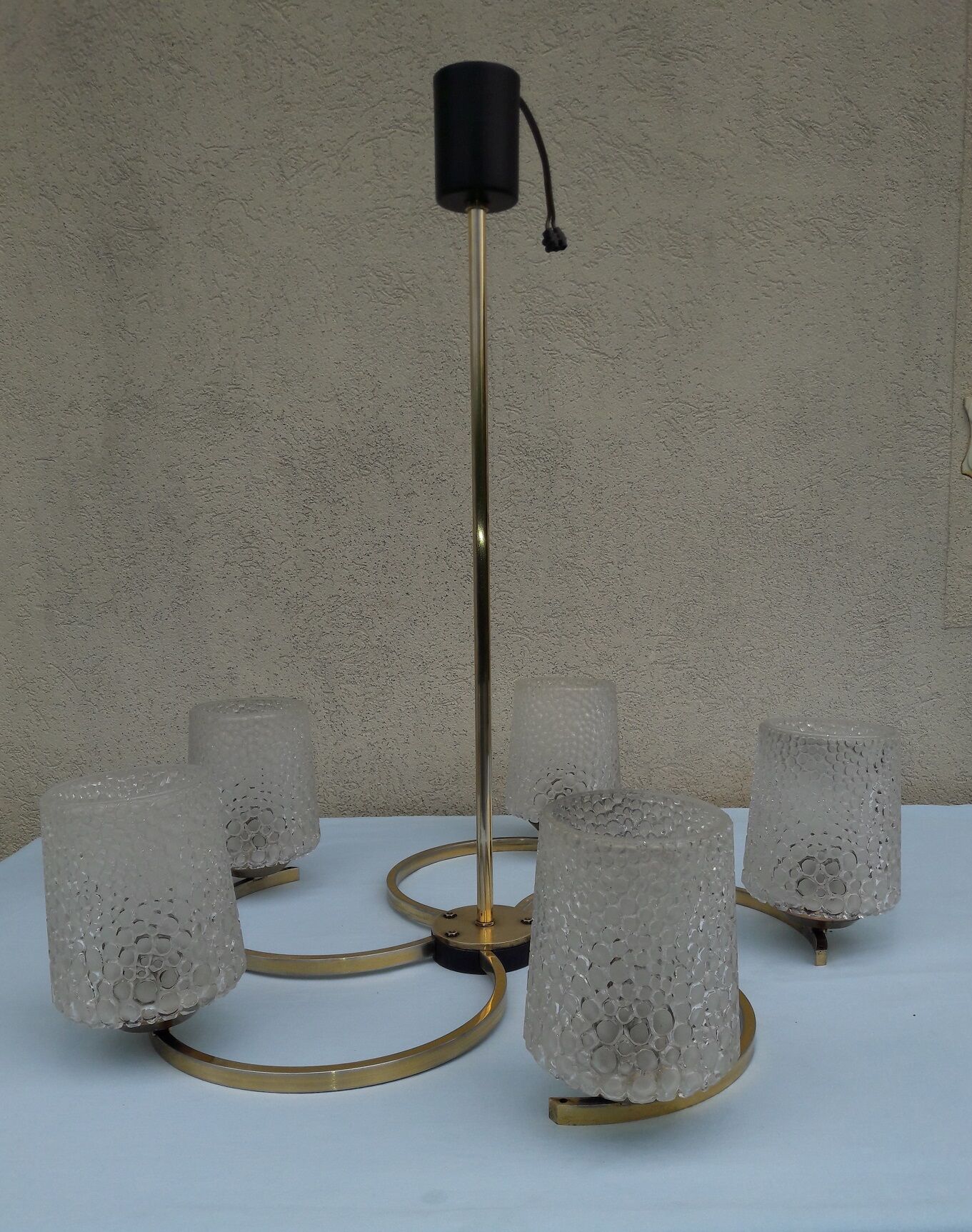 Metal and glass chandelier