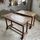 Set of two bistro tables in walnut and tiling from 1890.