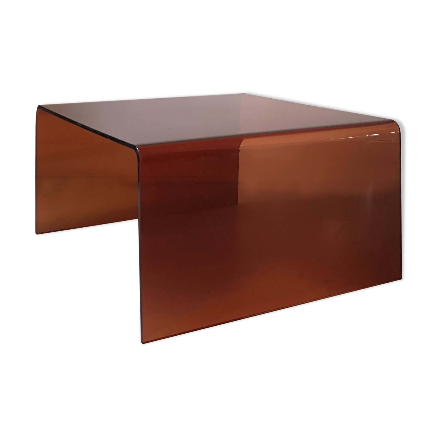 Table basse en plexiglas fumé 1970, Ligne Roset