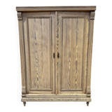 Small antique wardrobe in solid pitch pine.