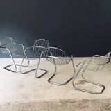Mid-Century Modern Chrome Dining Chairs by Gastone Rinaldi, Italy, 1970s, Set of 6