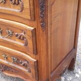 Commode 3 tiroirs noyer et laiton