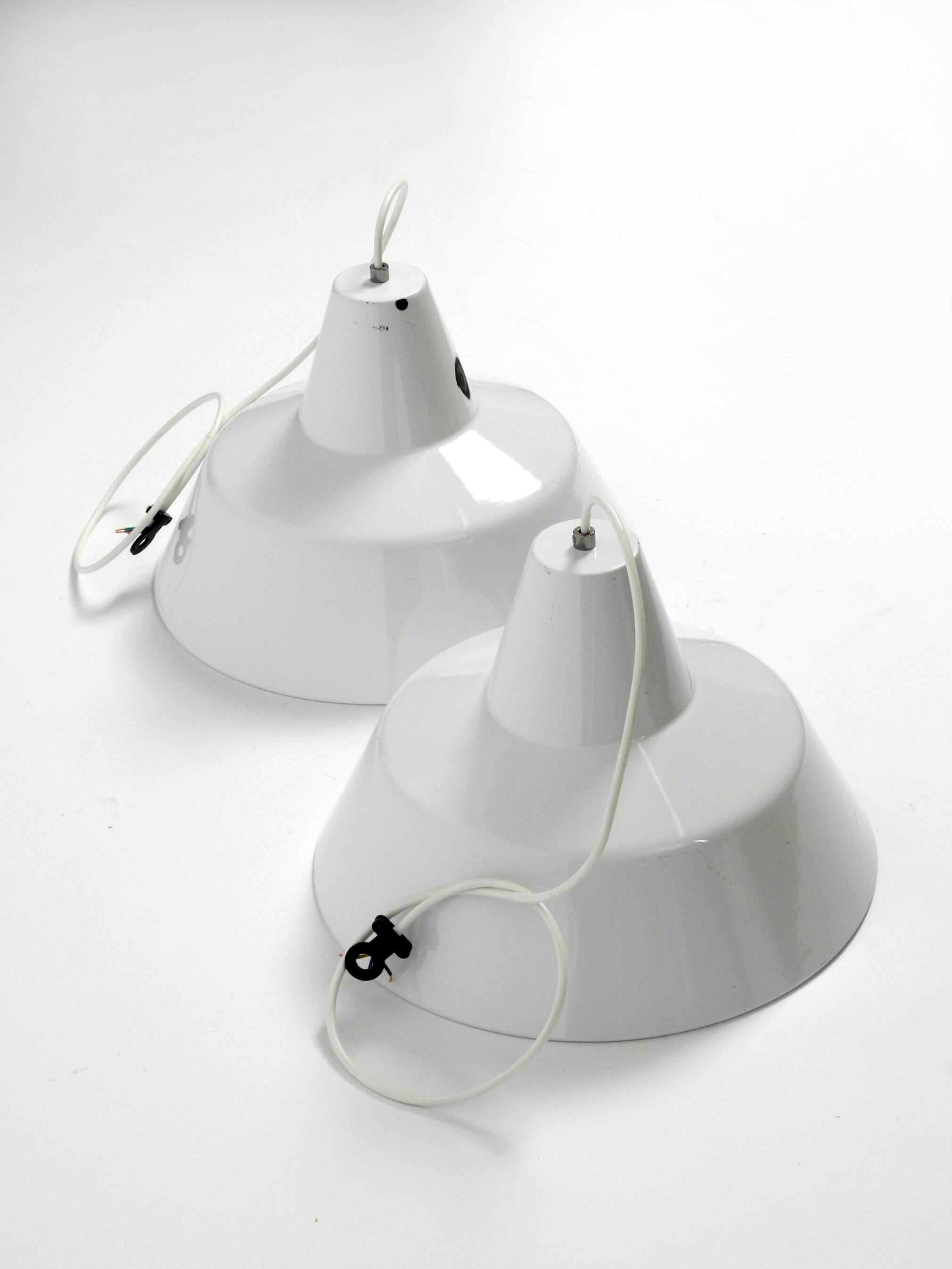 Two 50s metal enamel ceiling lamps by Axel Wedel Madsen for Louis Poulsen