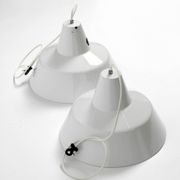 Two 50s metal enamel ceiling lamps by Axel Wedel Madsen for Louis Poulsen