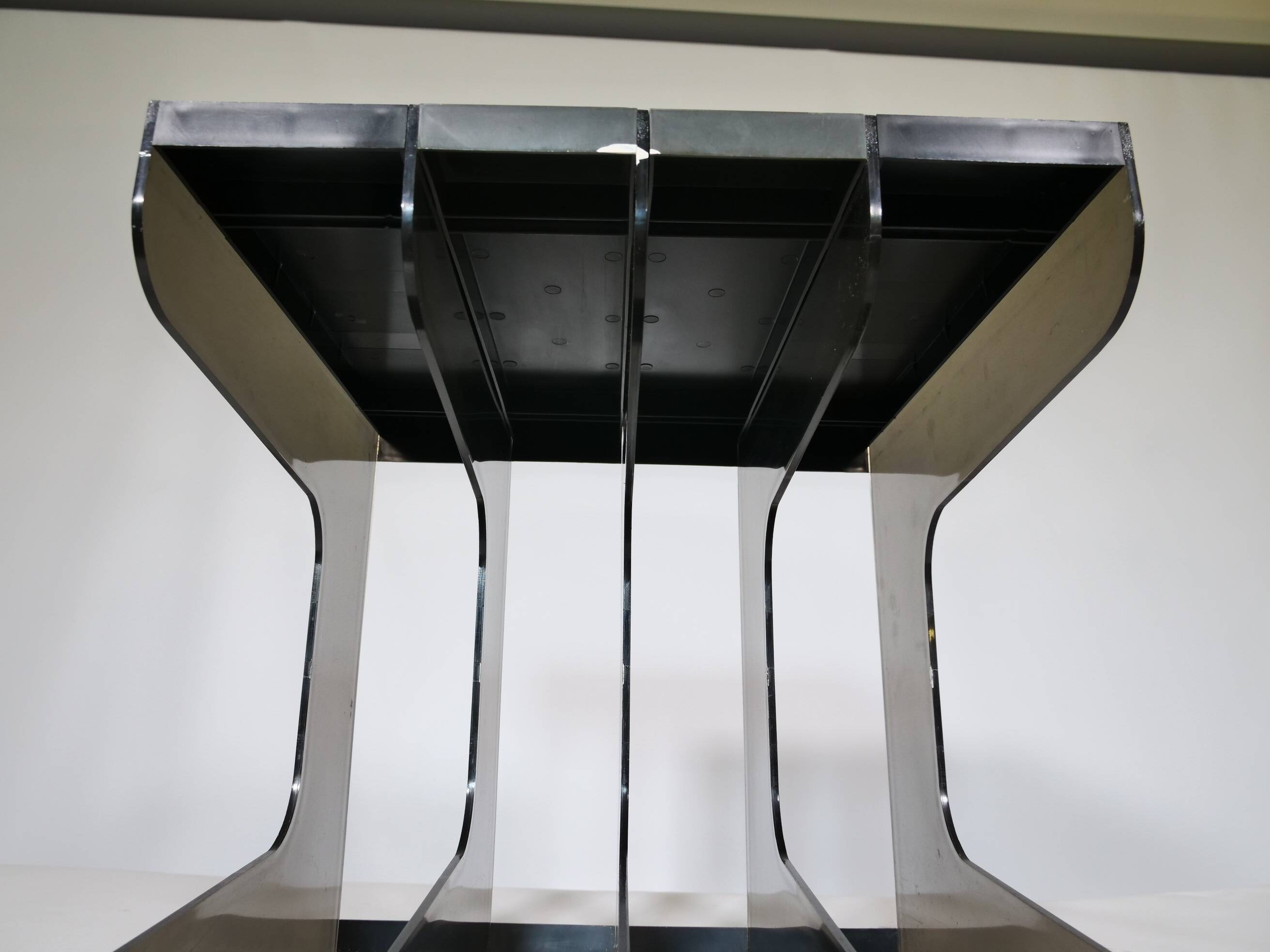 Space Age Vinyl Record Rack in Smoked Acrylic, 1970s