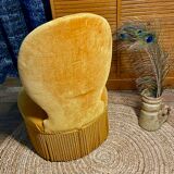 Upholstered gold velvet armchair-Napoleon III style