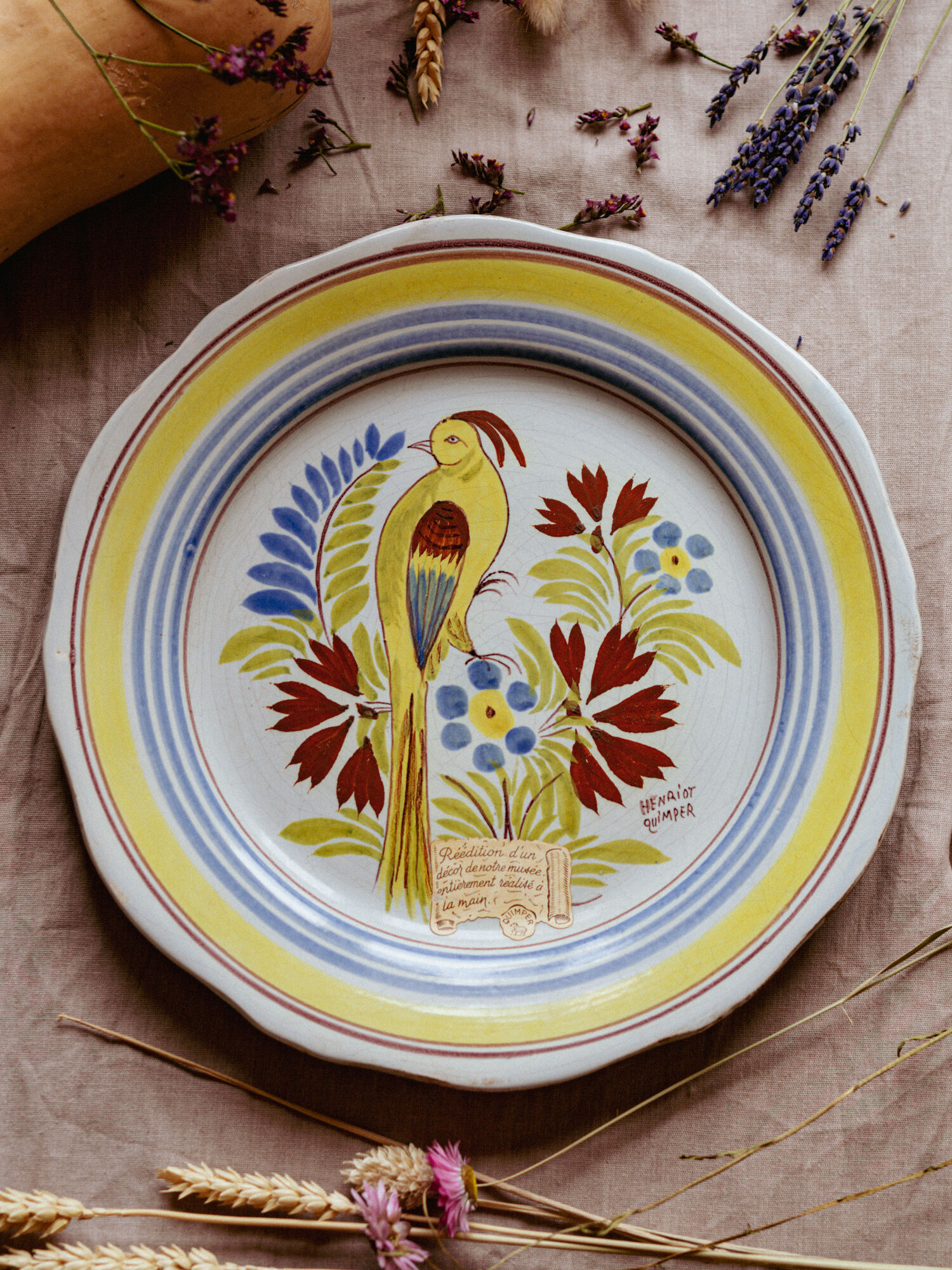Bird plate Henriot Quimper