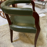 Empire style office armchair in green leather