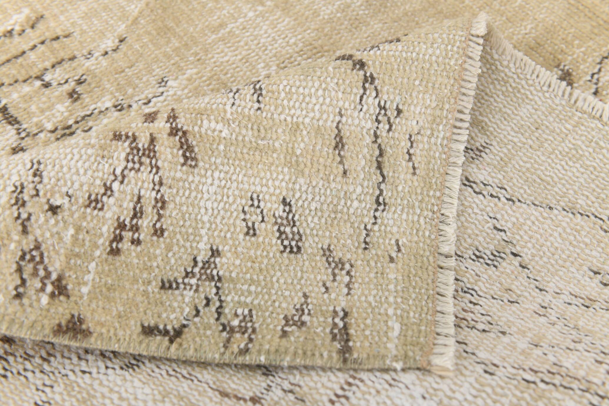 Vintage Cream & Brown Turkish Handmade Rug, 149x252Cm