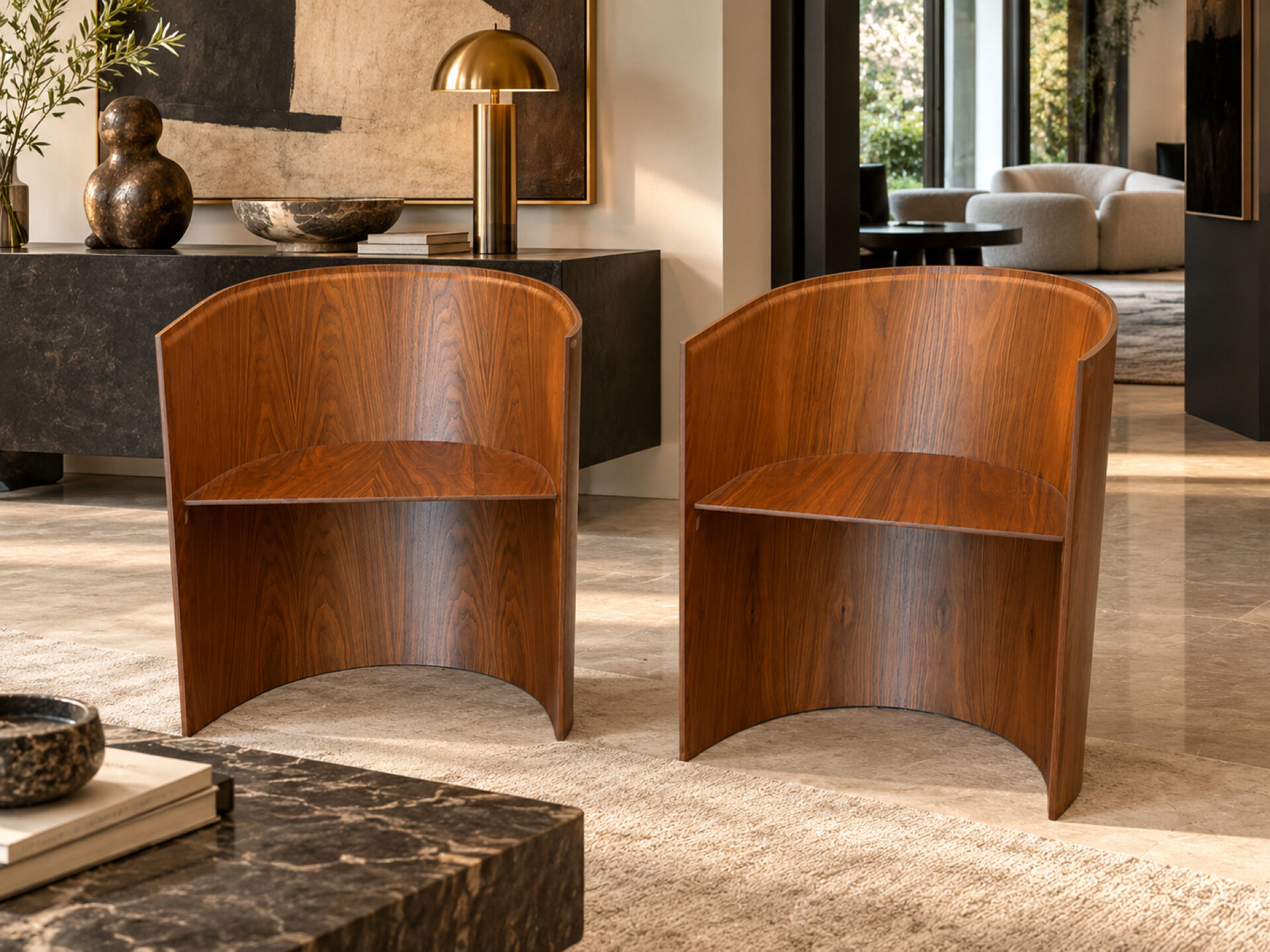 Pair of KANU 296 armchairs – Konstantin Grcic for Cassina – Walnut