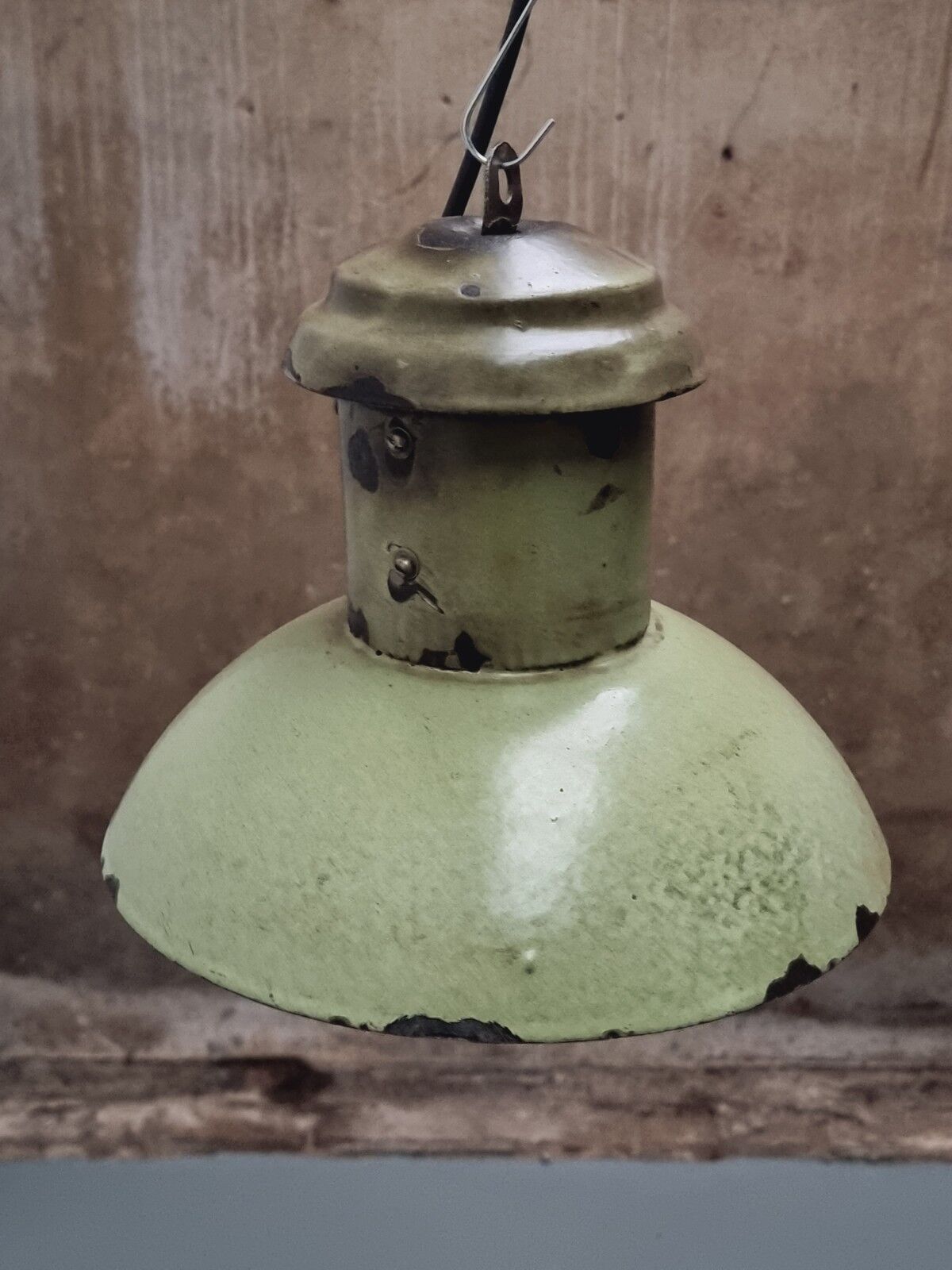 Old street lamp soft green enamel hanging lamp