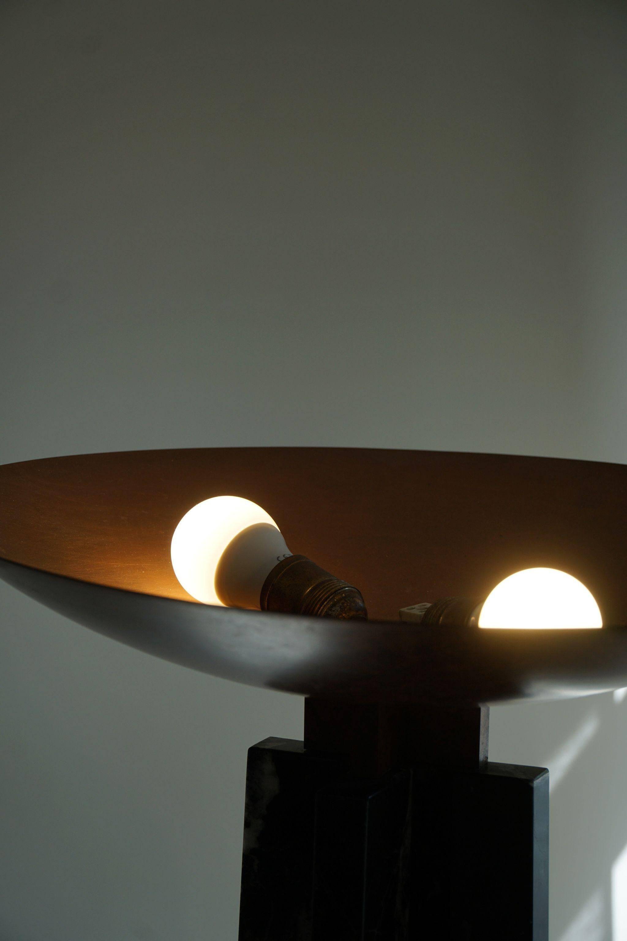 Massimo & Lella Vignelli, floor lamp in copper and marble, Wagneriana, Italy, 1986