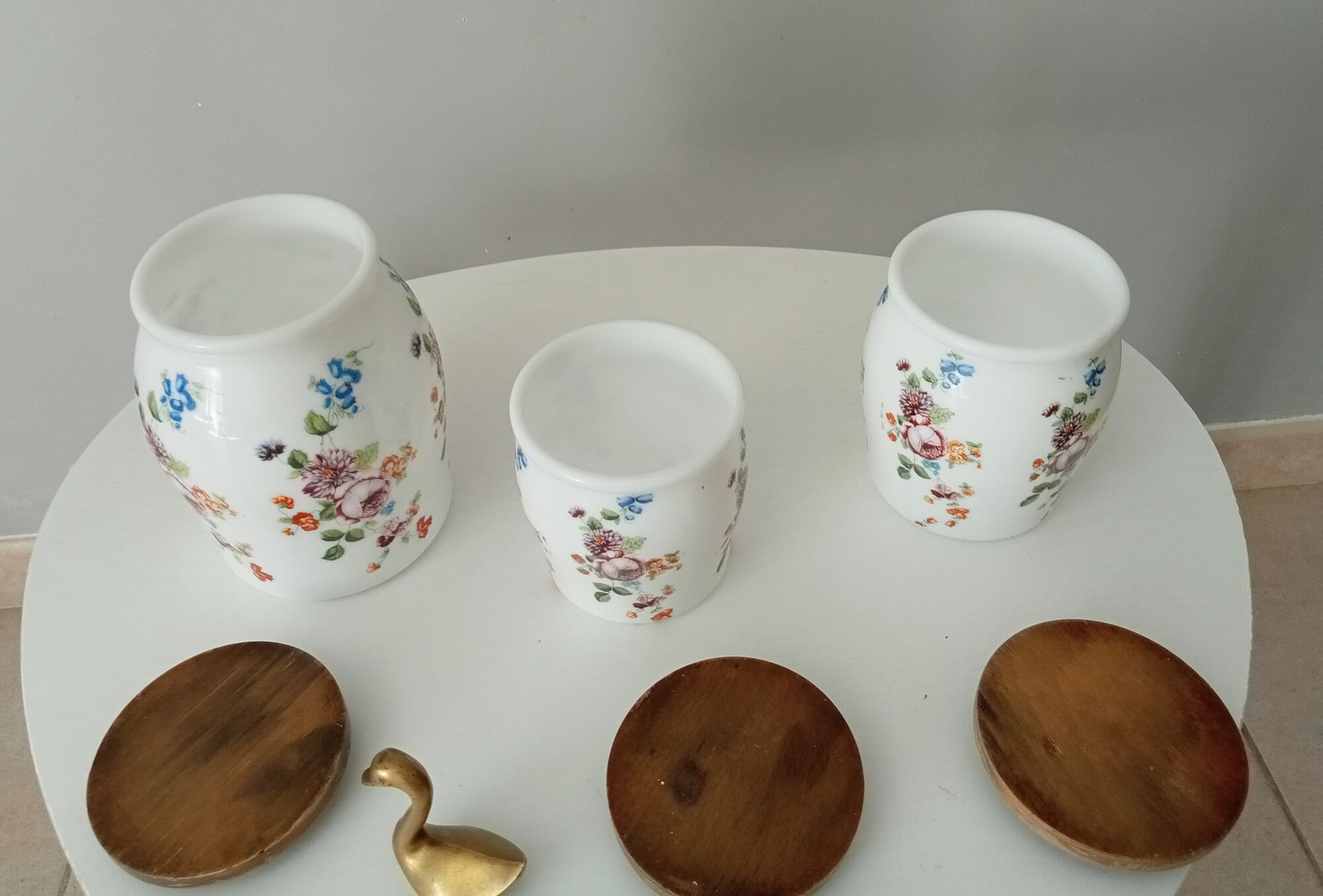 Set of 3 old porcelain pots 30s/40s
