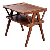 Vintage side table from the 50s in beech oak and poplar compass feet