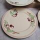 Set of 6 flat plates Boch La Louvière Belgium model 2460 with polychrome cherry decoration.