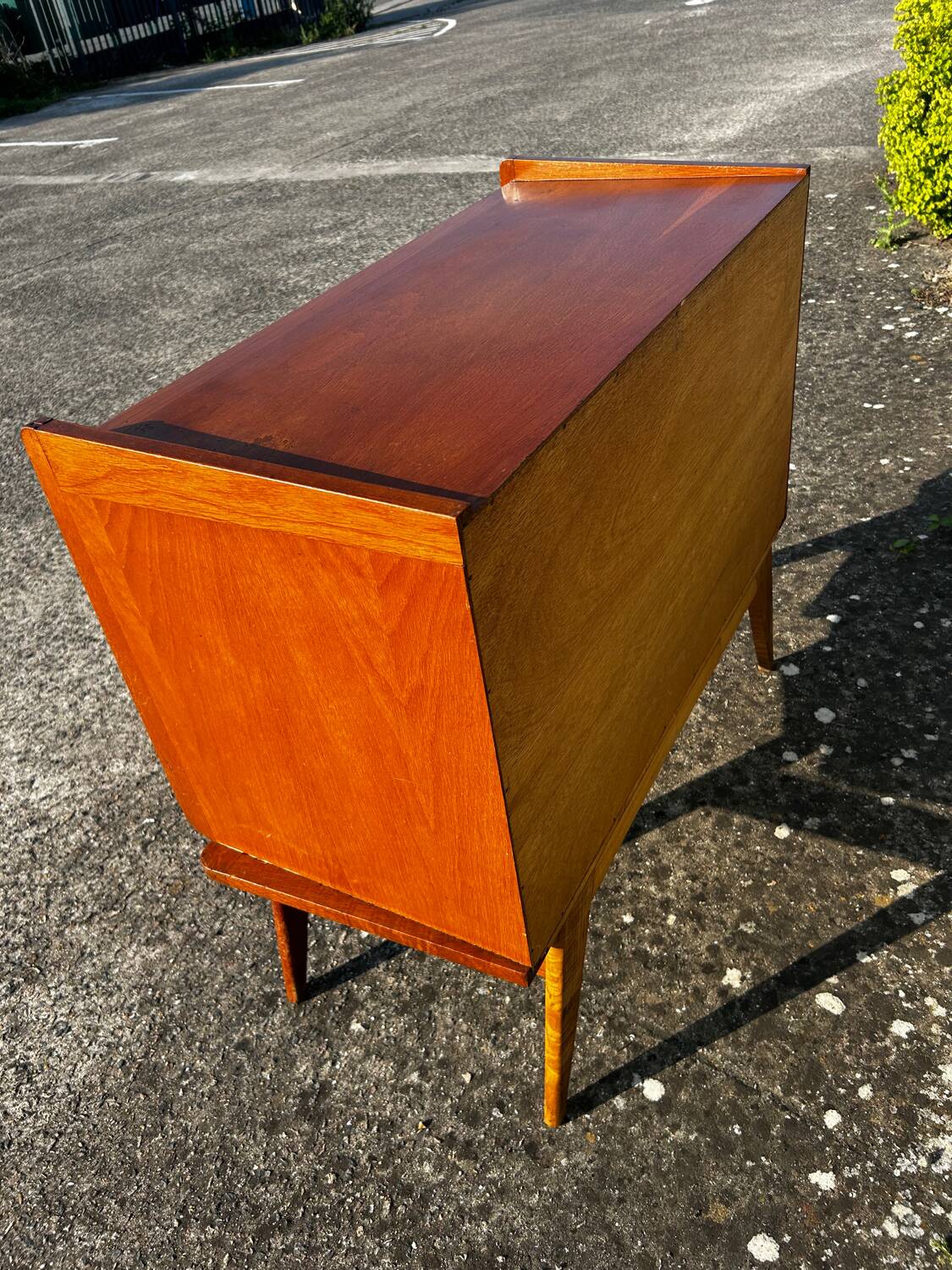 Vintage chest of drawers with compass feet.