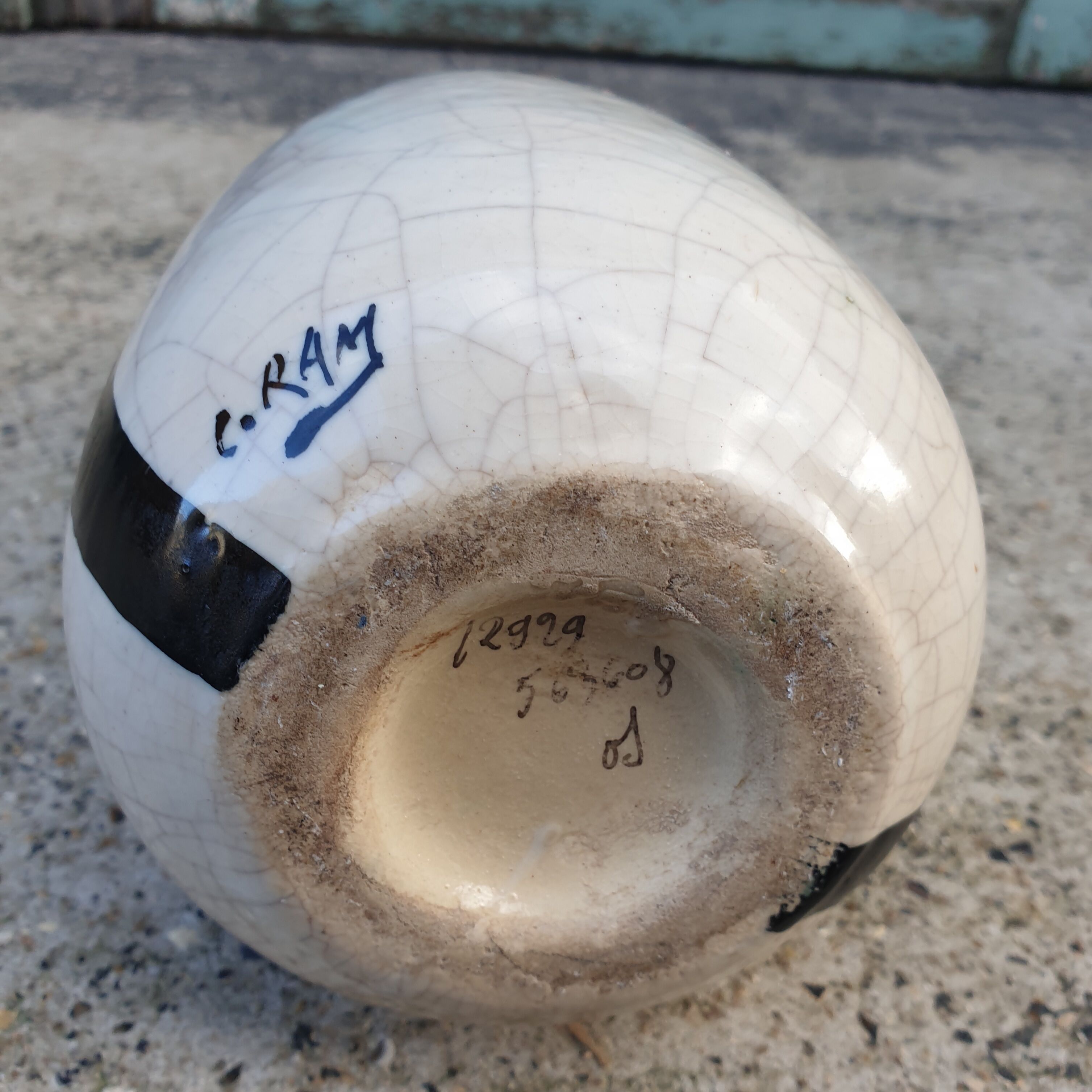 Art Deco cracked ceramic vase