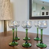 6 Alsatian glasses, green footed Roemer