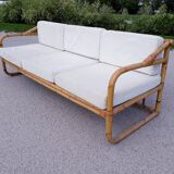 Sofa bench 3-seater vintage rattan