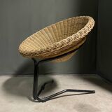 Rattan lounge chair by rohé noordwolde, 1960's