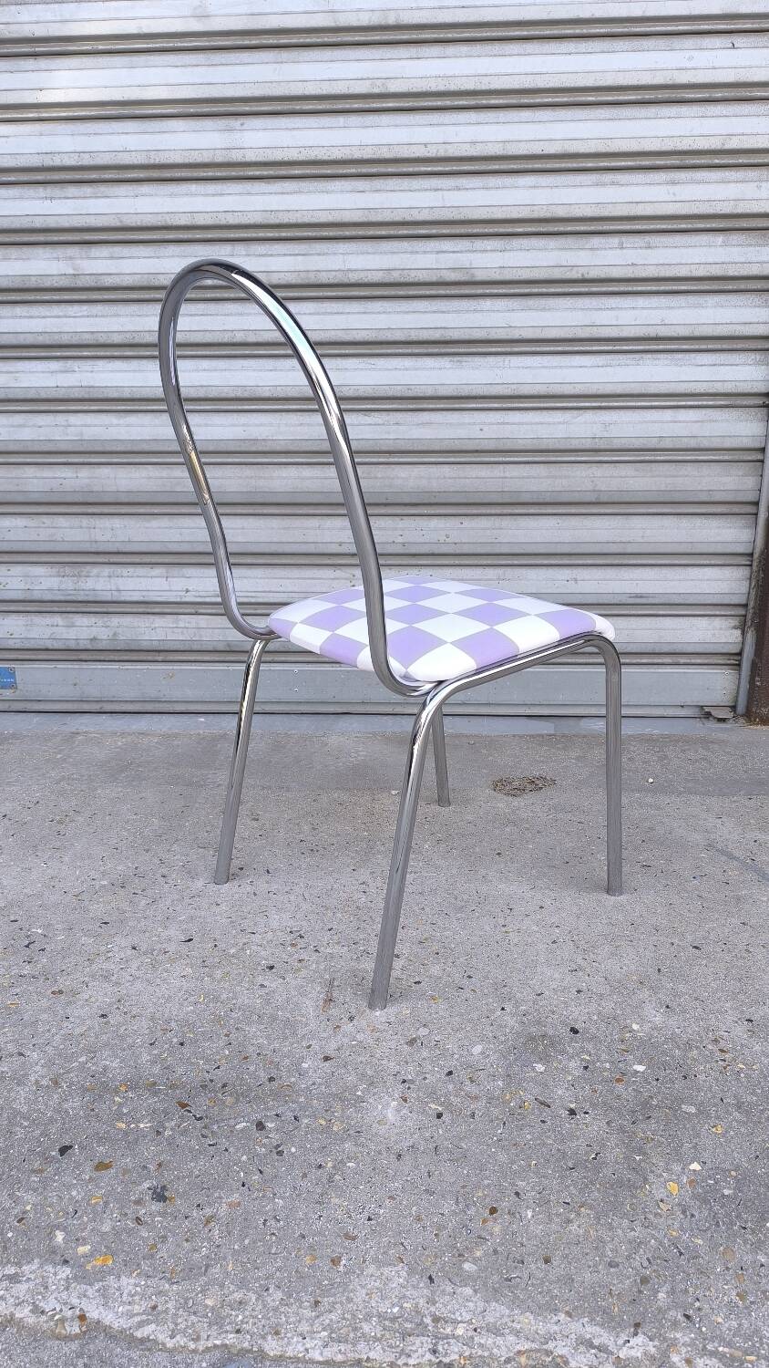70s chrome metal tubular chair