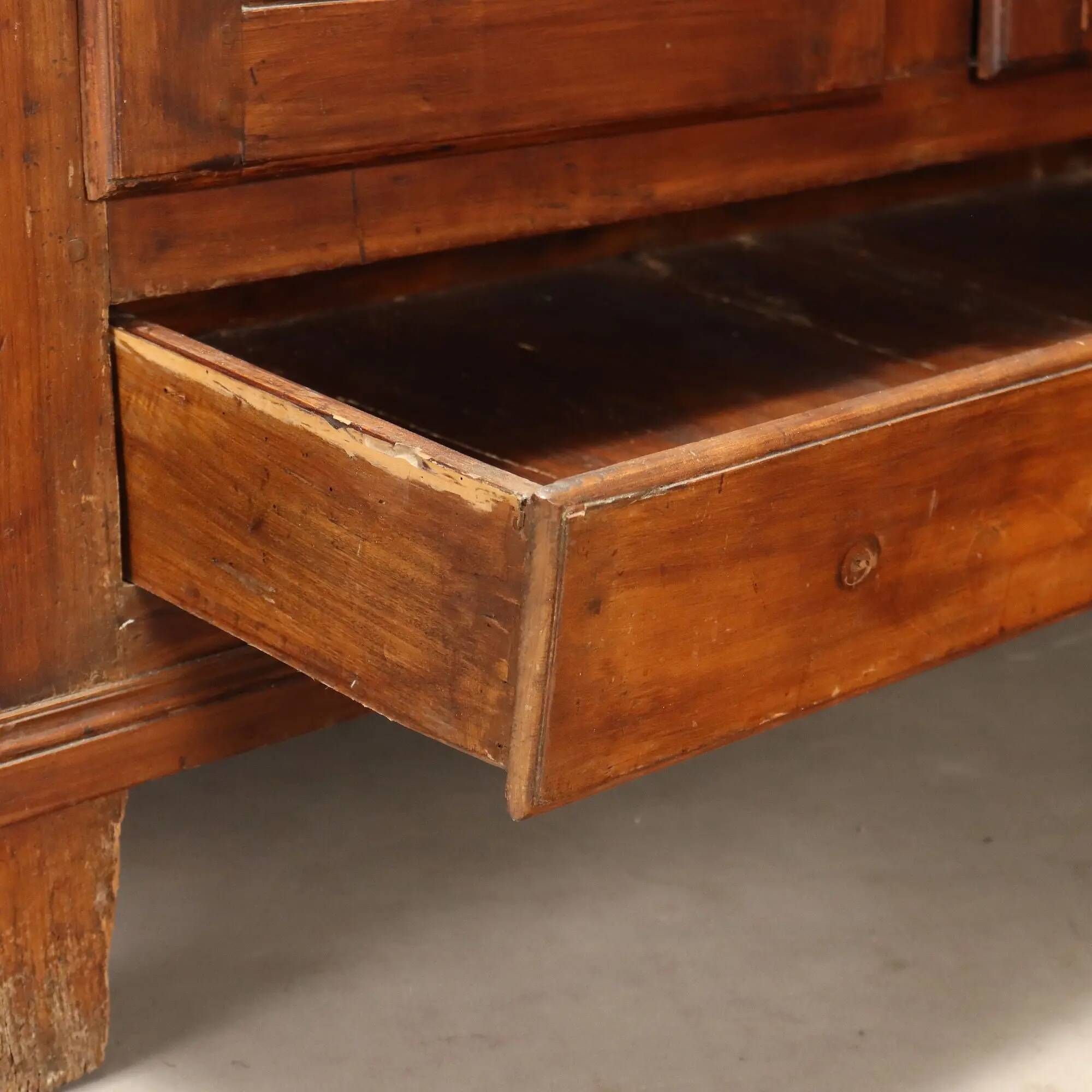 Antique cherry wood wardrobe with drawers, Italy, 19th century