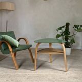 Hugues Steiner bow wood double top tripod coffee table