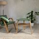 Table basse tripode Hugues Steiner bow wood double plateau