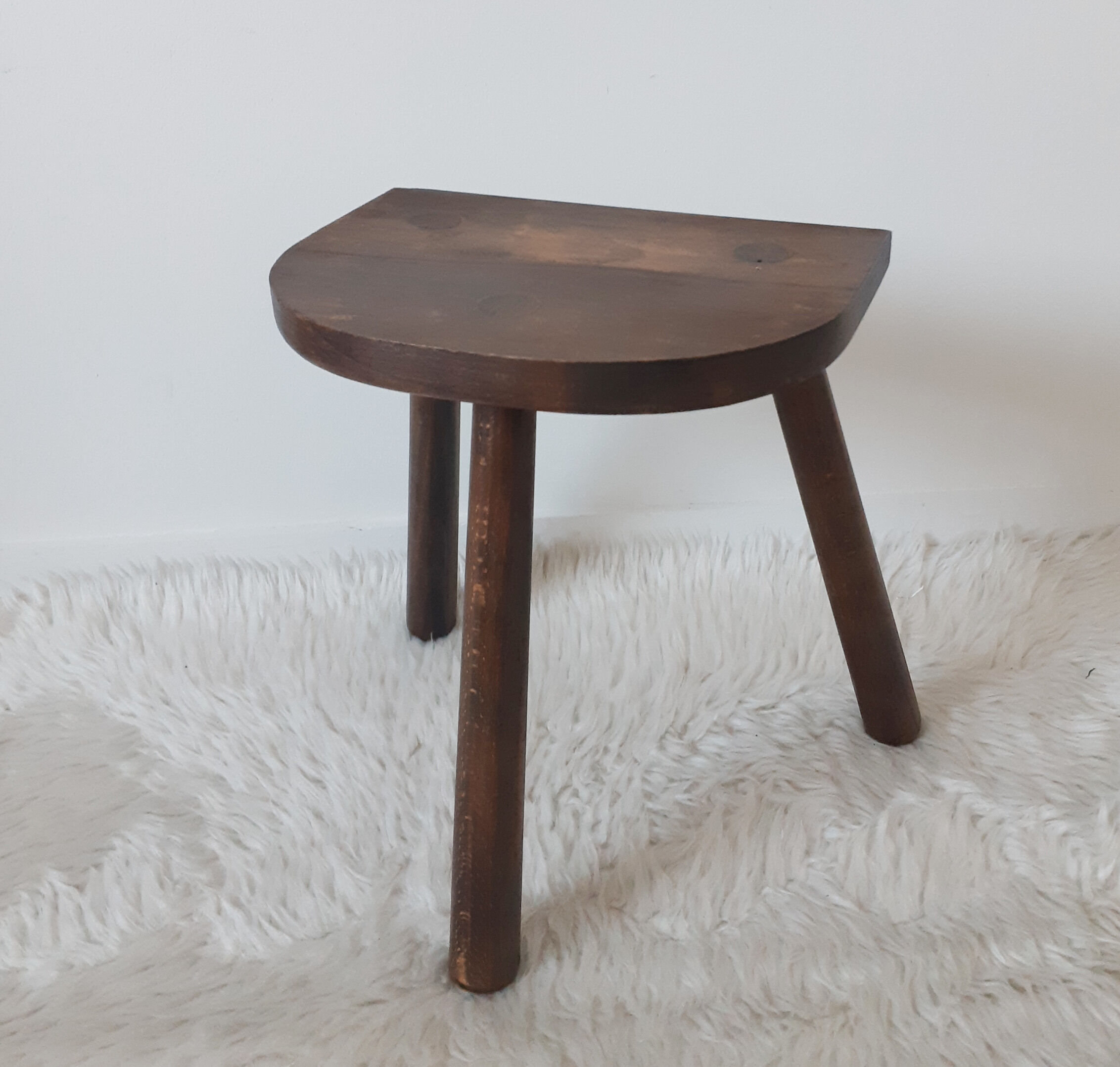 Vintage milking stool , wooden, tripod , 50s