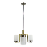 Czechoslovak Art Deco Chandelier in Brass and Chrome with Opaline Glass, 1930s
