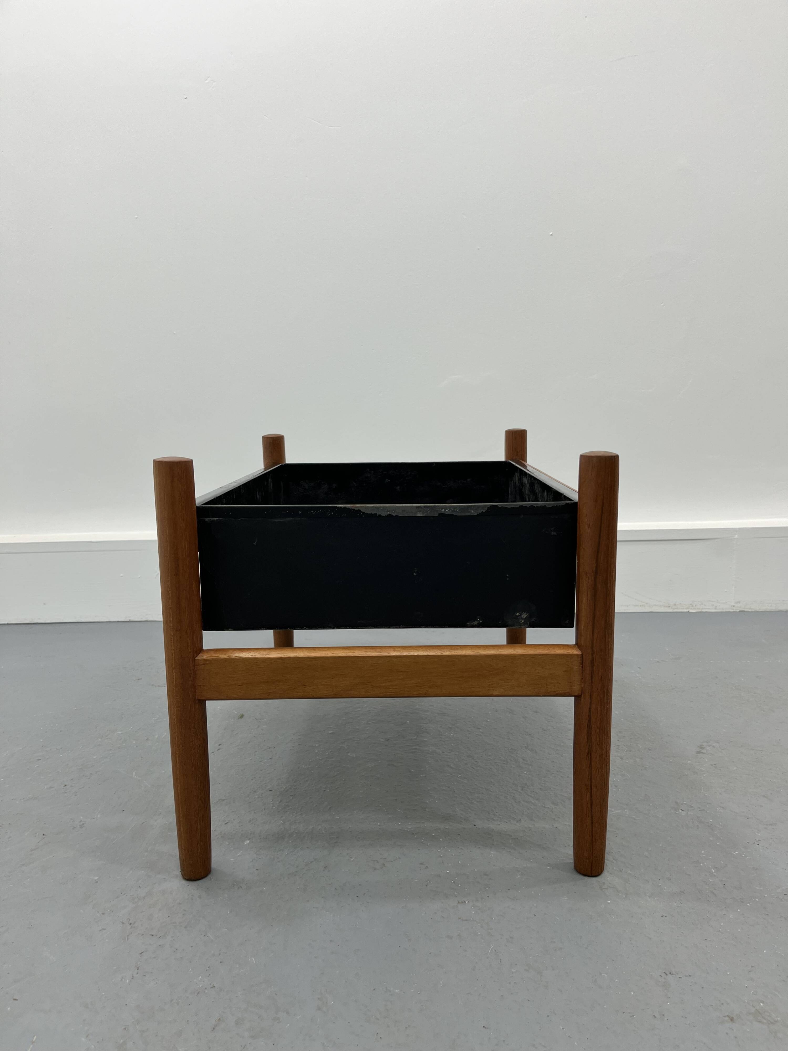 Vintage danishs modern modern teak, brass planter/ flower box/pot plant stand 1960s