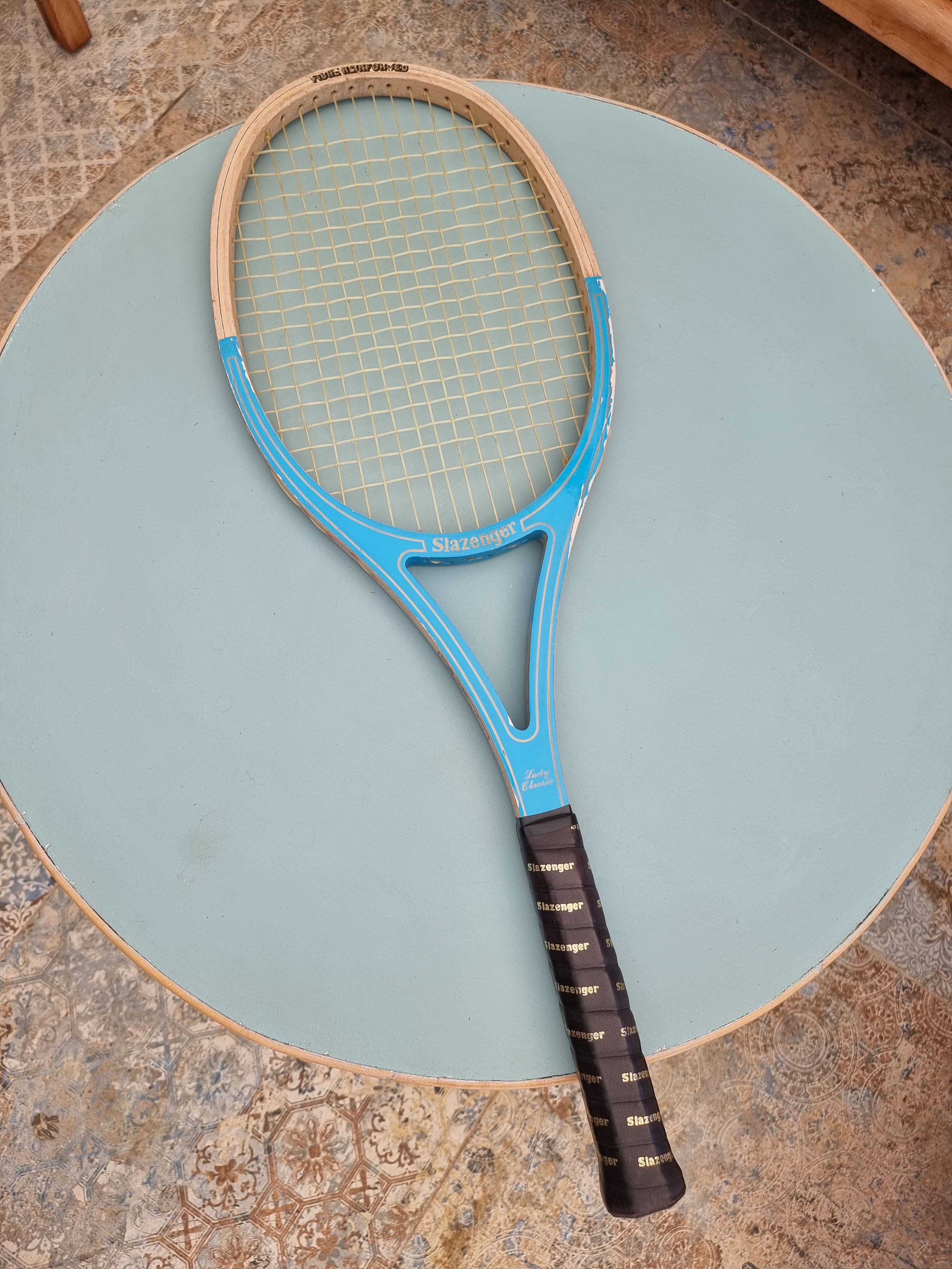 Vintage blue wooden racket