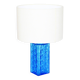 Vintage 1960s table lamp in azure blue pressed glass for Orref.