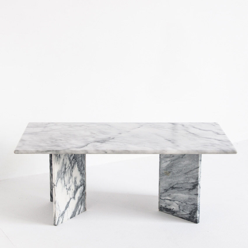 Vintage white marble coffee table - France, 1970s