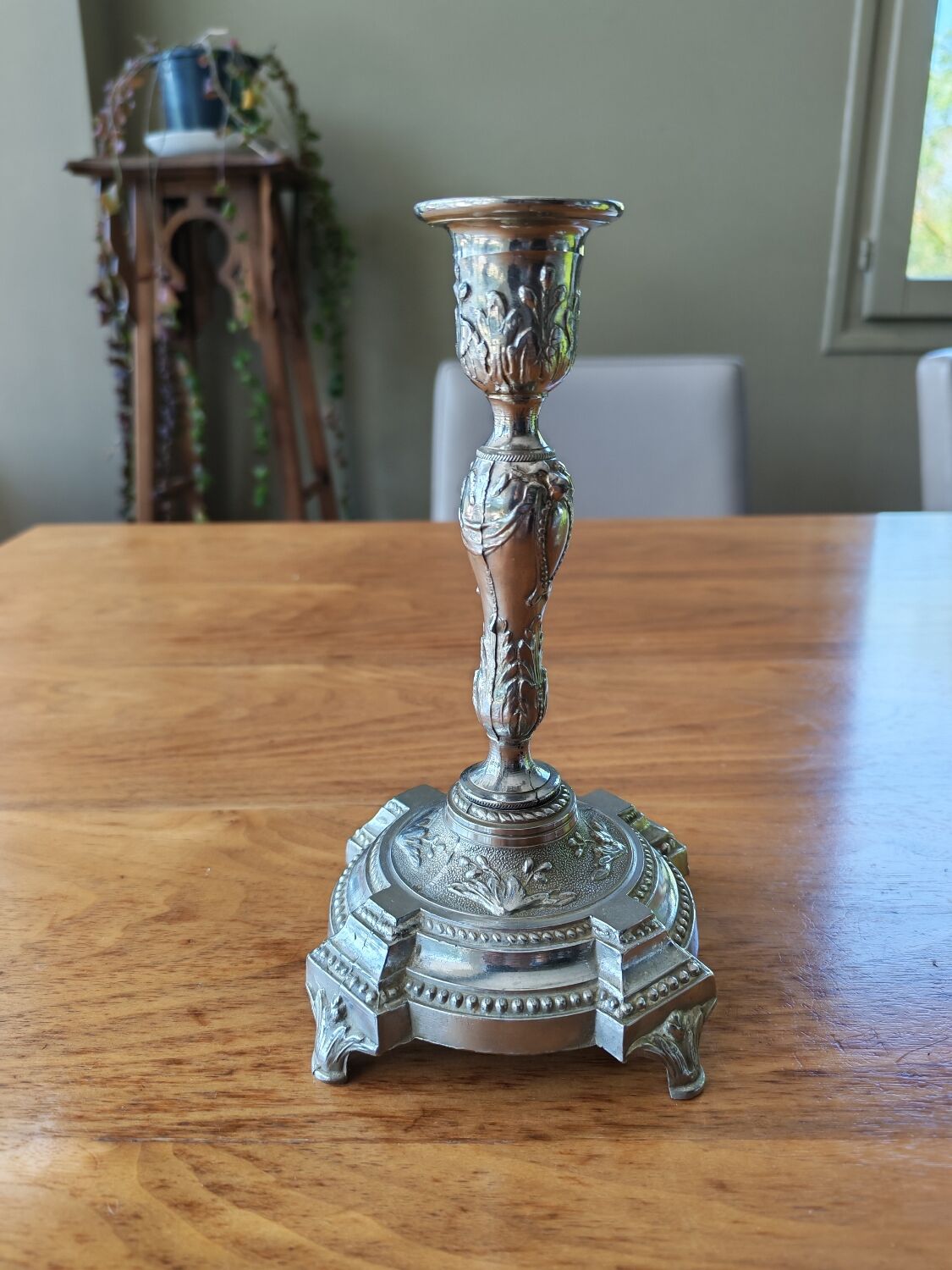 Pair of antique silver-plated candlesticks
