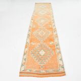 3x12 Soft Orange Geometric Vintage Runner Rug, 81x378Cm
