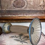 Art Deco Frosted Acrylic and Verdigris Brass Pricket Candleholder