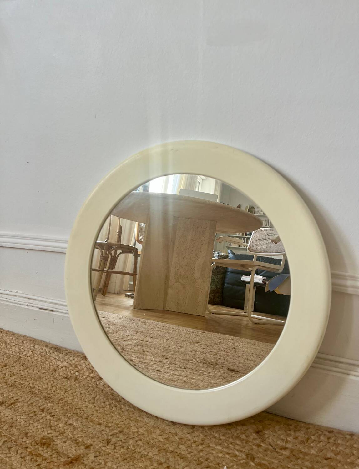 Round Space Age plastic mirror