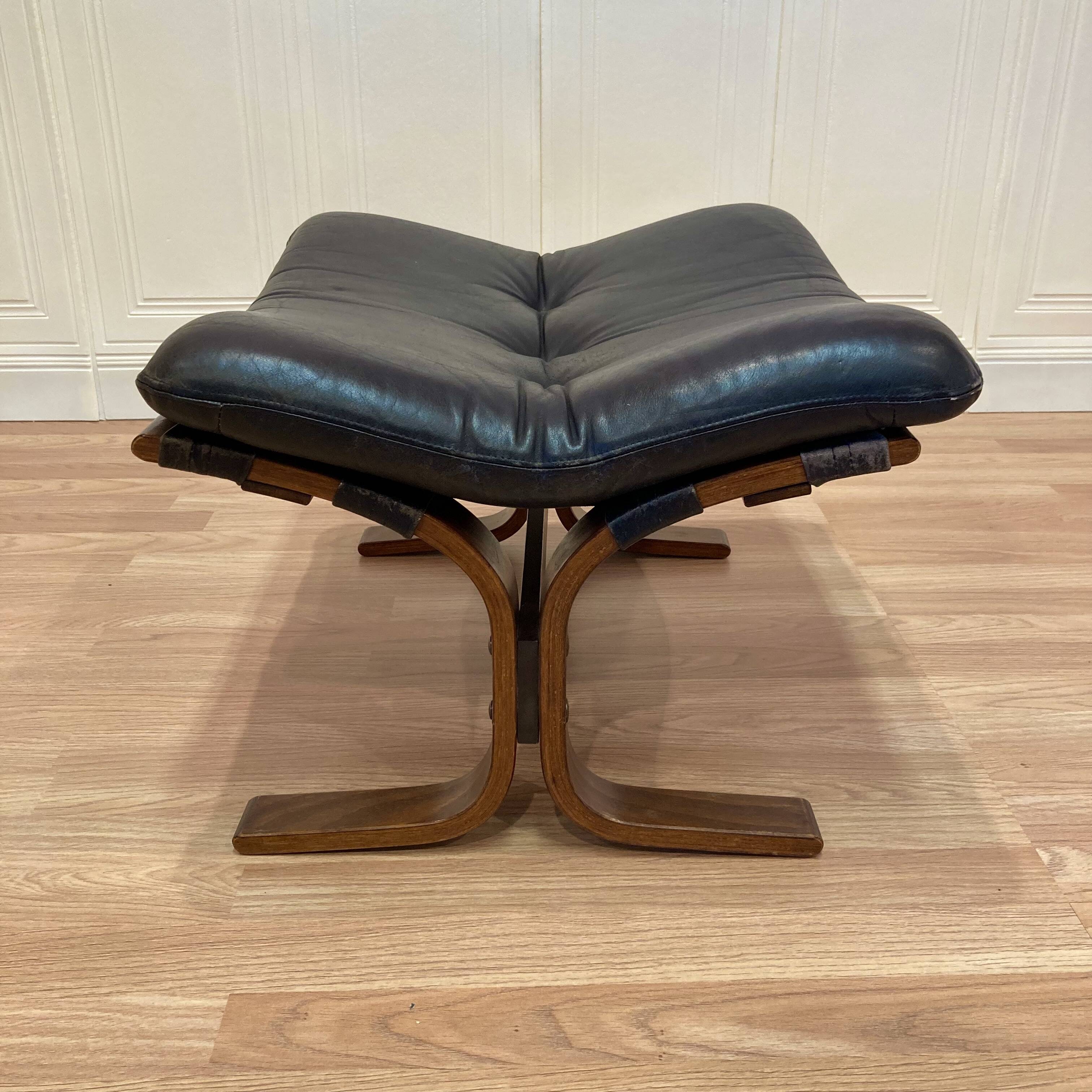 Leather ottoman "Scandinavian design" 1960