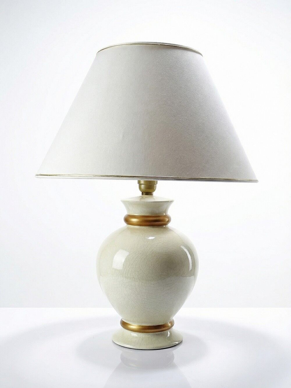 Lampe vintage faïence craquelée blanc crème Le Dauphin années 60-70 Panama