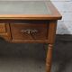 Flat leather desk, Louis-Philippe style, side pull-outs.