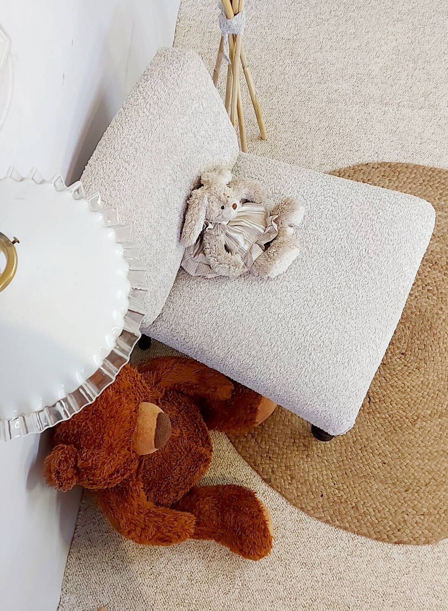 Fauteuil chauffeuse tissu bouclettes
