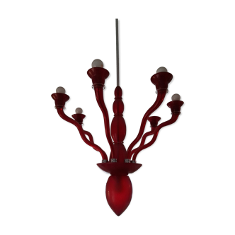 "Gaia" chandelier in red Murano glass