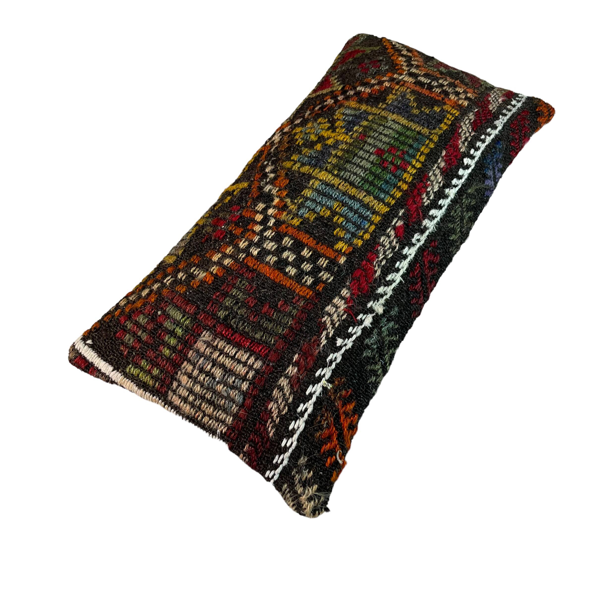 Vintage turkish kilim cushion cover , 30 x 60 cm