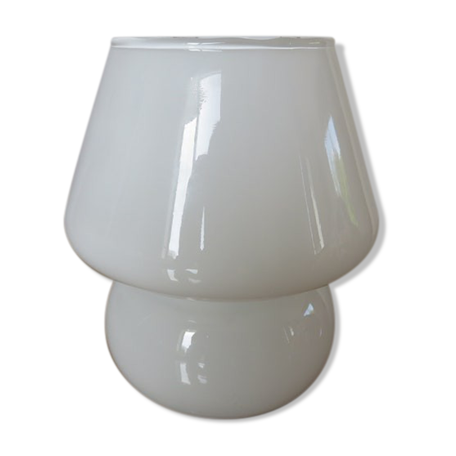 Lamp " mushroom " in white opaline 80s