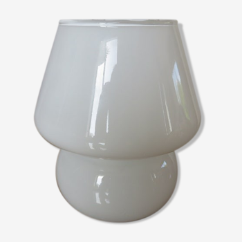 Lampe " champignon " en opaline blanche années 80