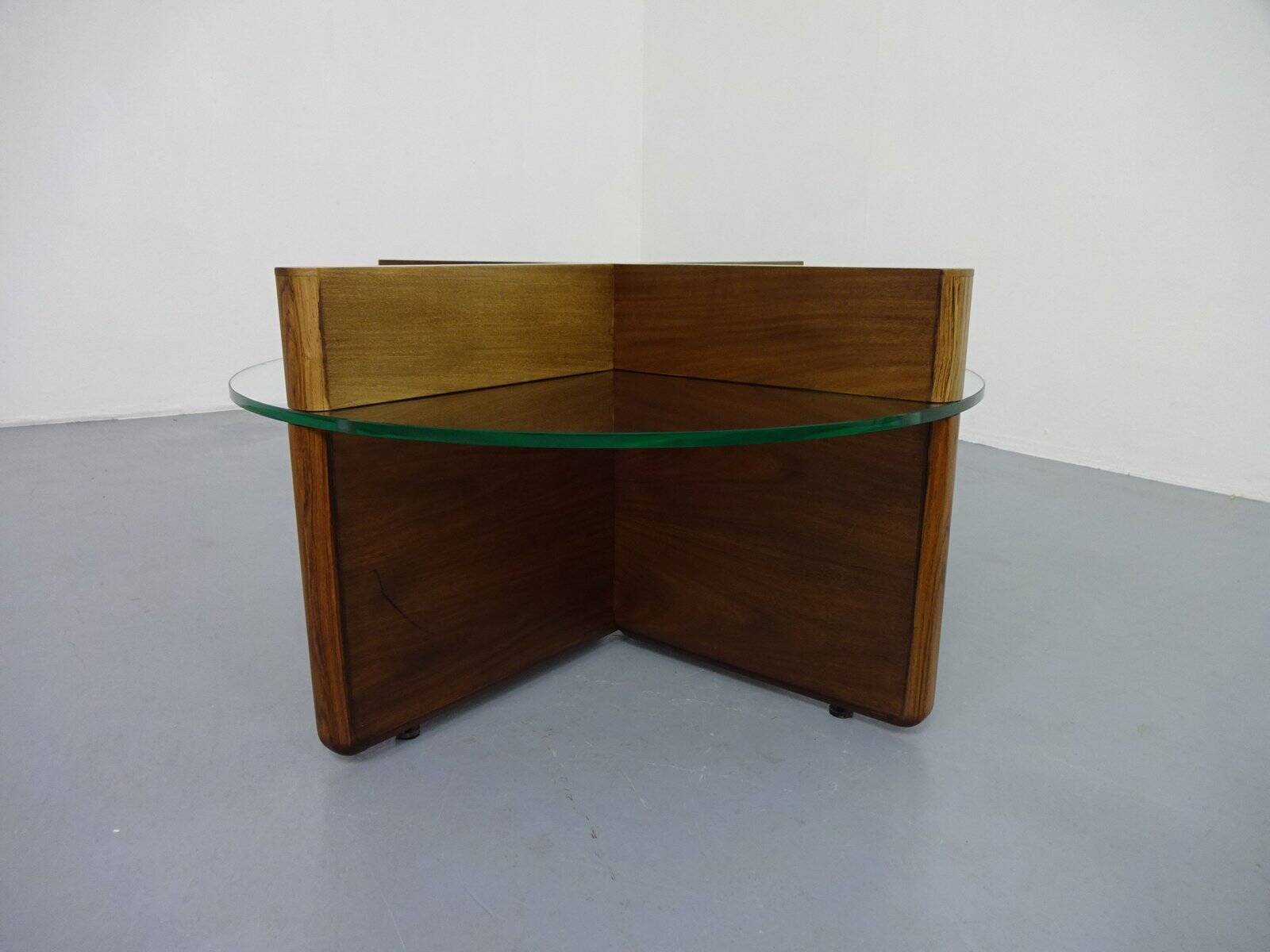 Italian rosewood and glass coffee table, 1960s