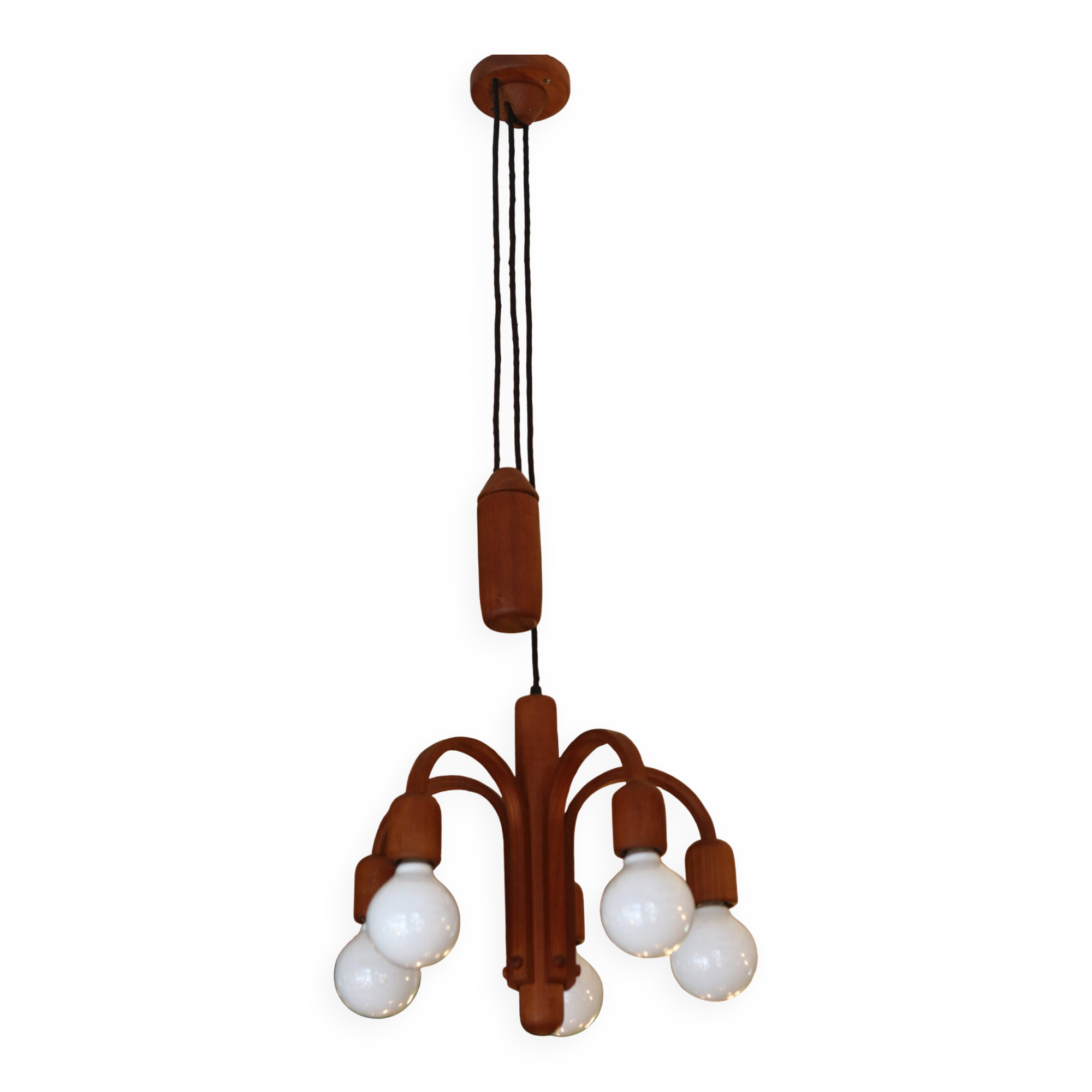 Lustre danois Domus à contrepoids en teck des années 60