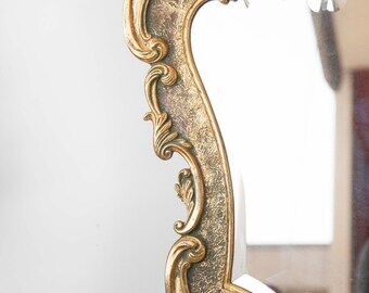Vintage mirror, large gilded wood mirror, beveled mirror, antique mirror, rockery style 82x75cm